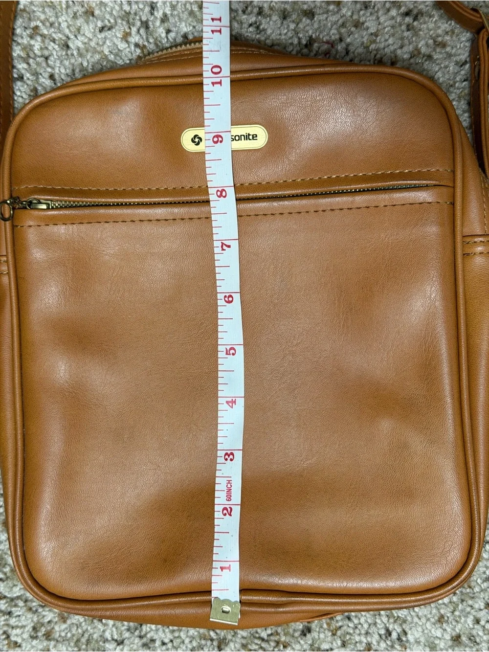 Vtg Samsonite 70s Travel Shoulder Bag Purse W/ Wallet Brown/Tan Faux Leather